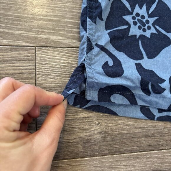 Sonoma Mens L Hawaiian Button Down Shirt Blue Aloha Tropical Camp Beach Flowers - Picture 8 of 14